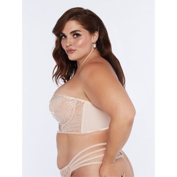 Savage X Fenty HYPER REAL LACE AND VINYL BUSTIER 2X pink light pink - Picture 3 of 9